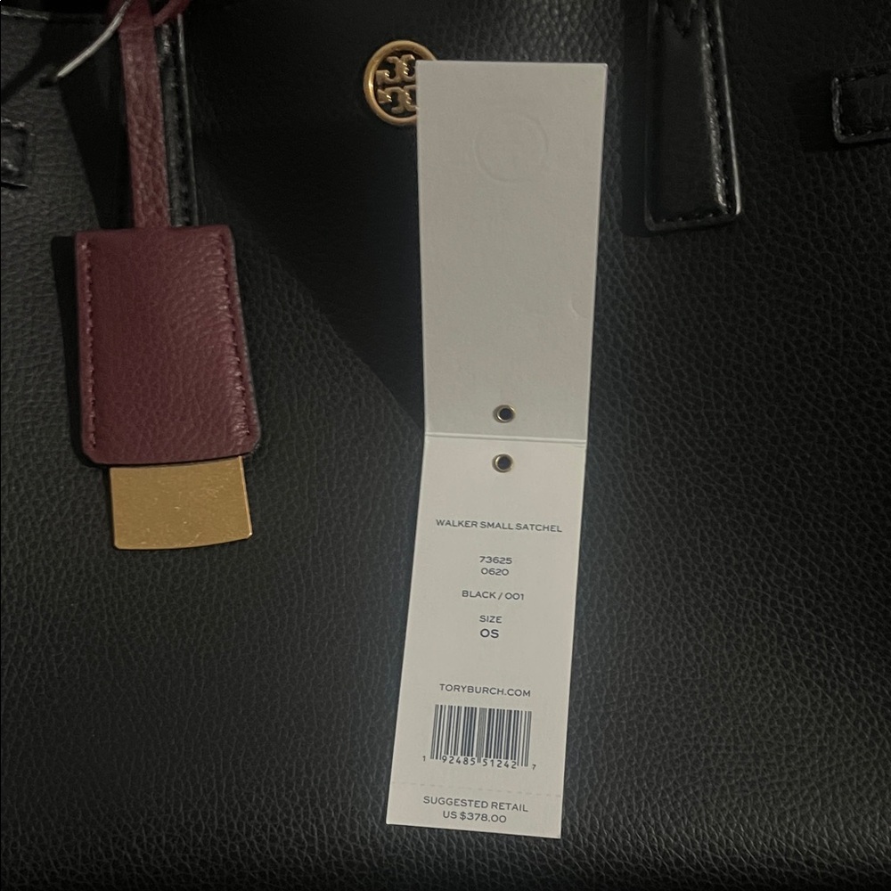 Tory Burch Black Satchel with Burgundy Tag and Gold Hardware - Picture 2 of 11